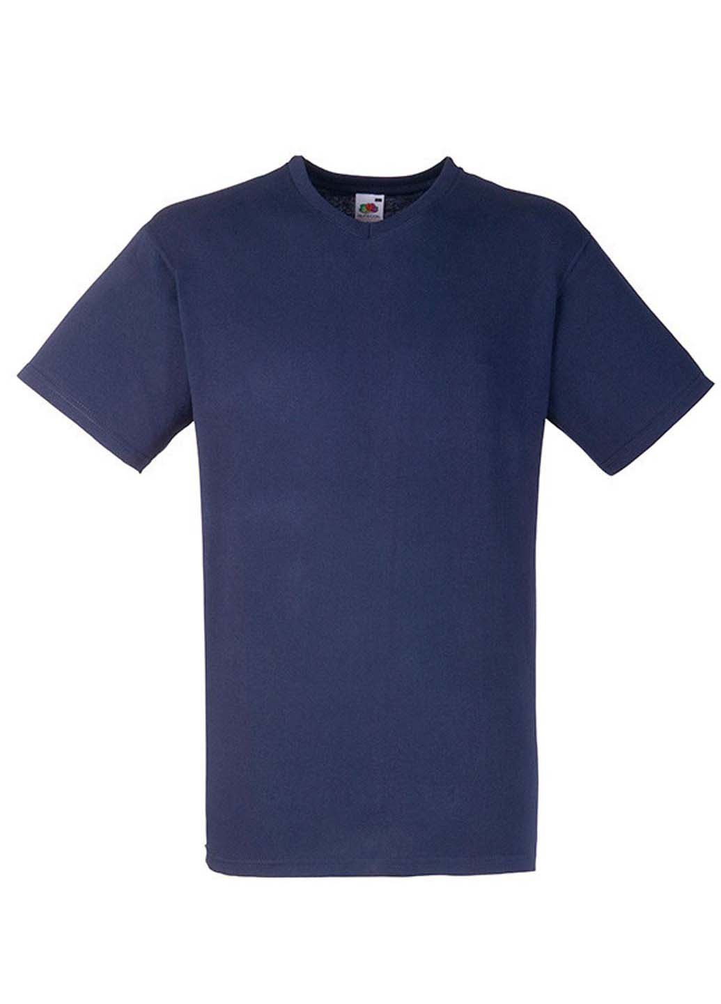 Темно-синяя футболка Fruit of the Loom Valueweight v-neck