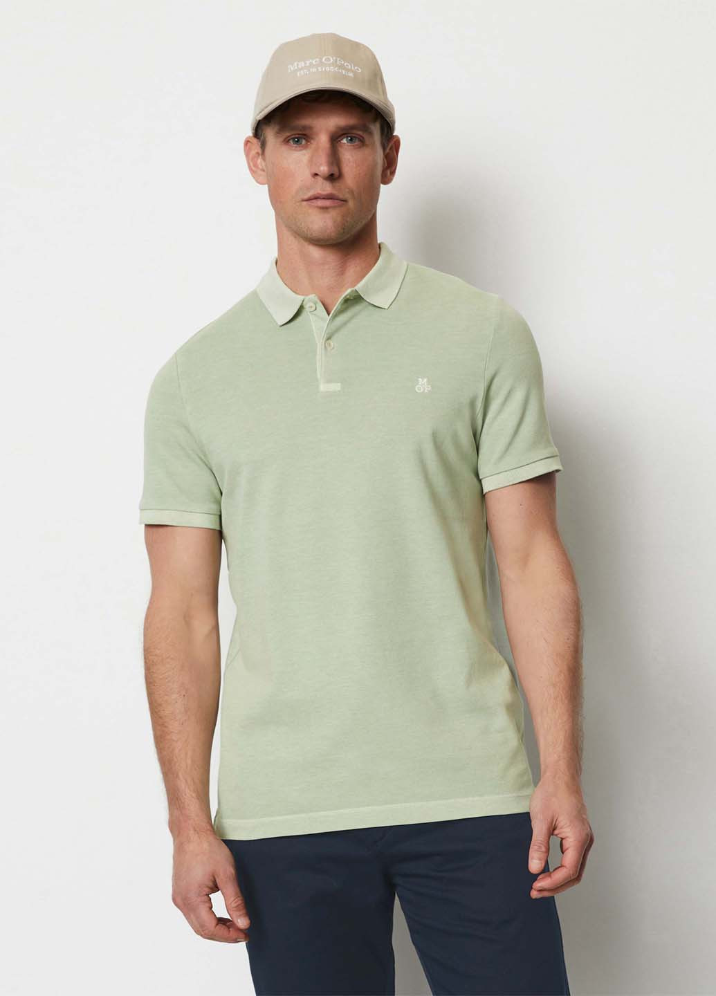 Мятная футболка-поло для мужчин Marc O'Polo однотонная