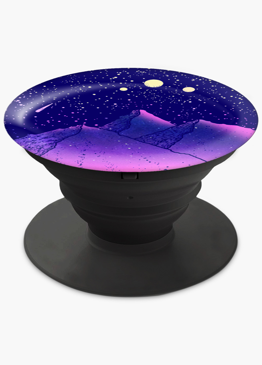 Попсокет (Popsockets) тримач для смартфону Зоряні гори (Starry mountains) (8754-2846) Чорний MobiPrint (221548597)