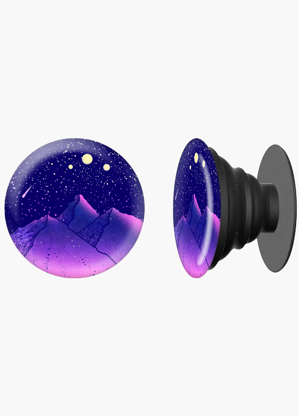 Попсокет (Popsockets) тримач для смартфону Зоряні гори (Starry mountains) (8754-2846) Чорний MobiPrint (221548597)