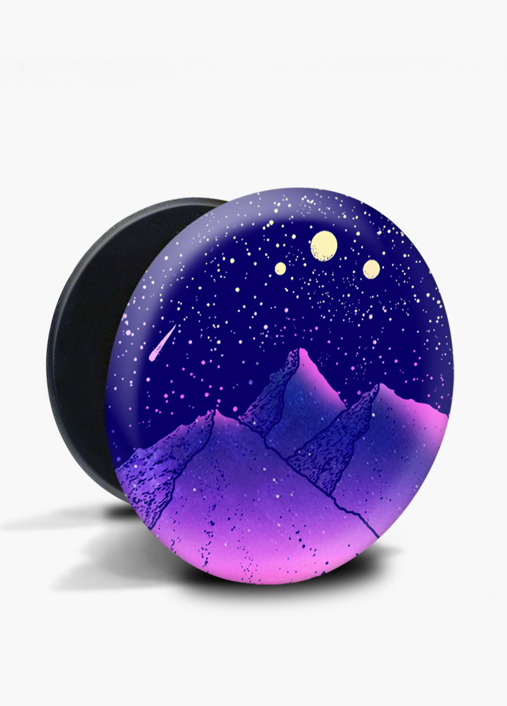 Попсокет (Popsockets) тримач для смартфону Зоряні гори (Starry mountains) (8754-2846) Чорний MobiPrint (221548597)