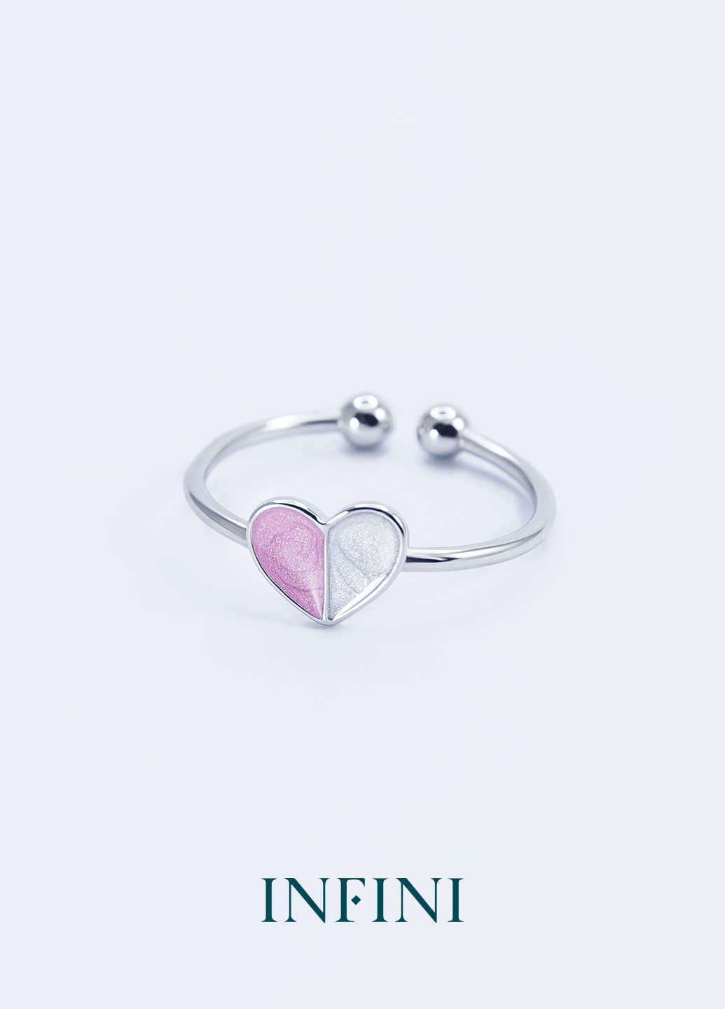 Кольцо серебряное с бело-розовой емалью Infini (256537026)