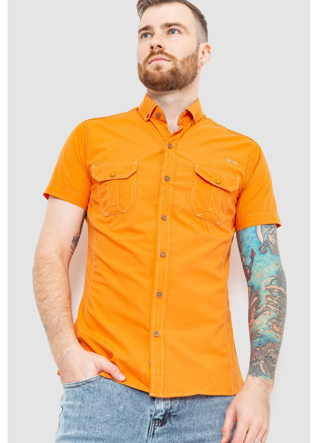 Оранжевая кэжуал рубашка однотонная Ager