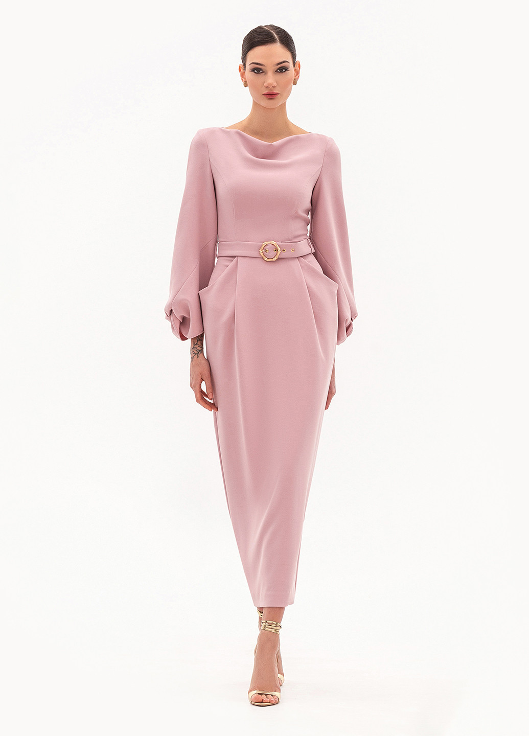 Світло-рожева святковий, коктейльна сукня балон BGL однотонна