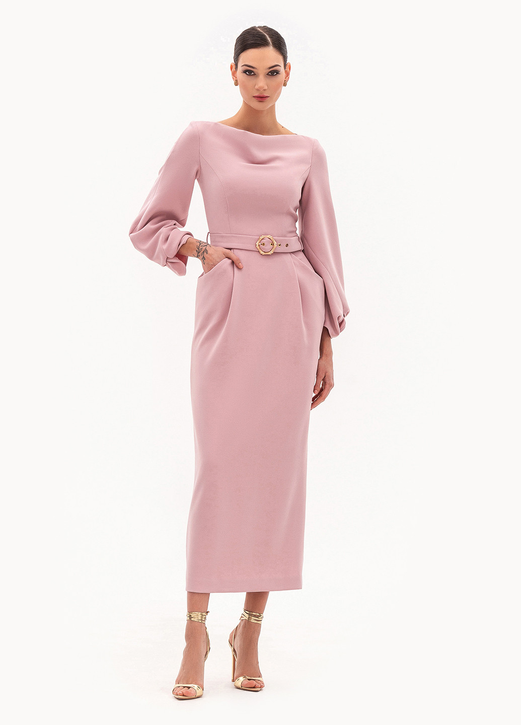 Світло-рожева святковий, коктейльна сукня балон BGL однотонна