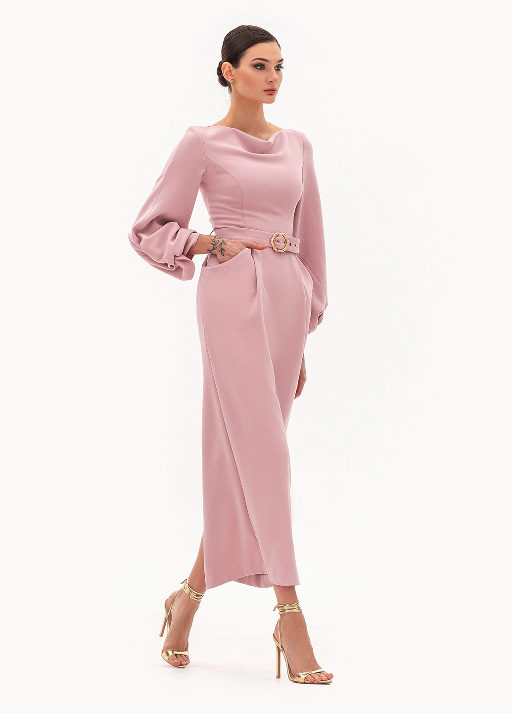 Світло-рожева святковий, коктейльна сукня балон BGL однотонна