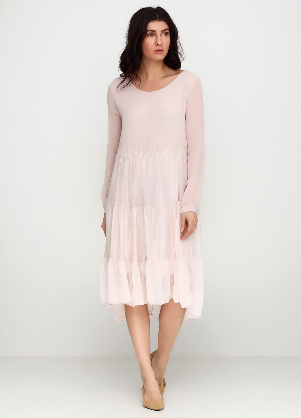 Розовое кэжуал платье Miho's однотонное