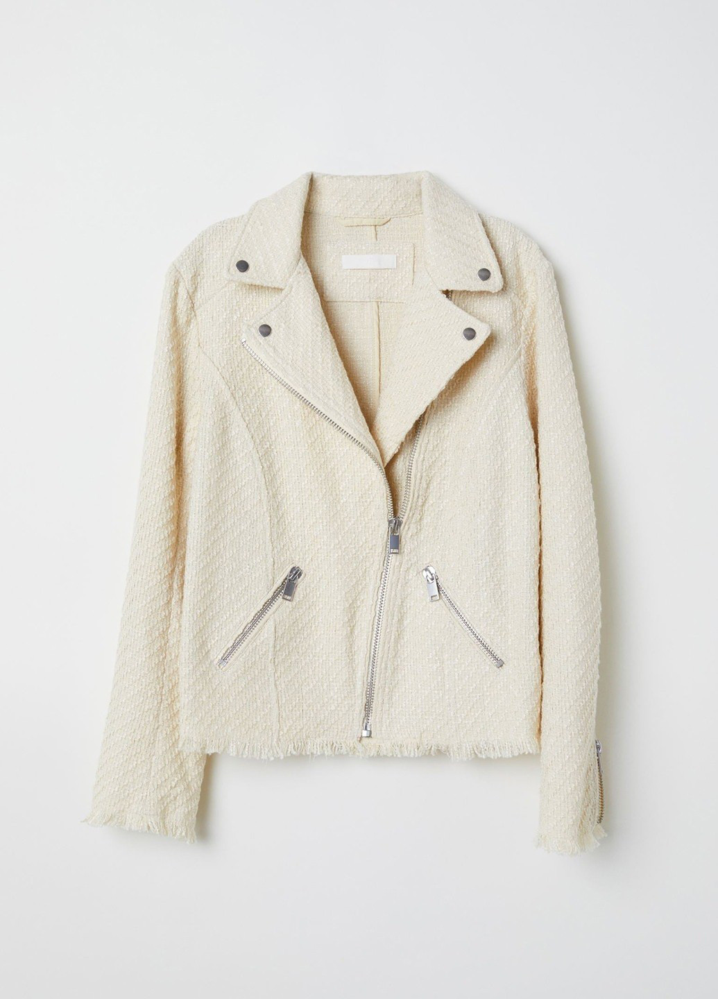 Світло-бежева демісезонна куртка байкерська H&M