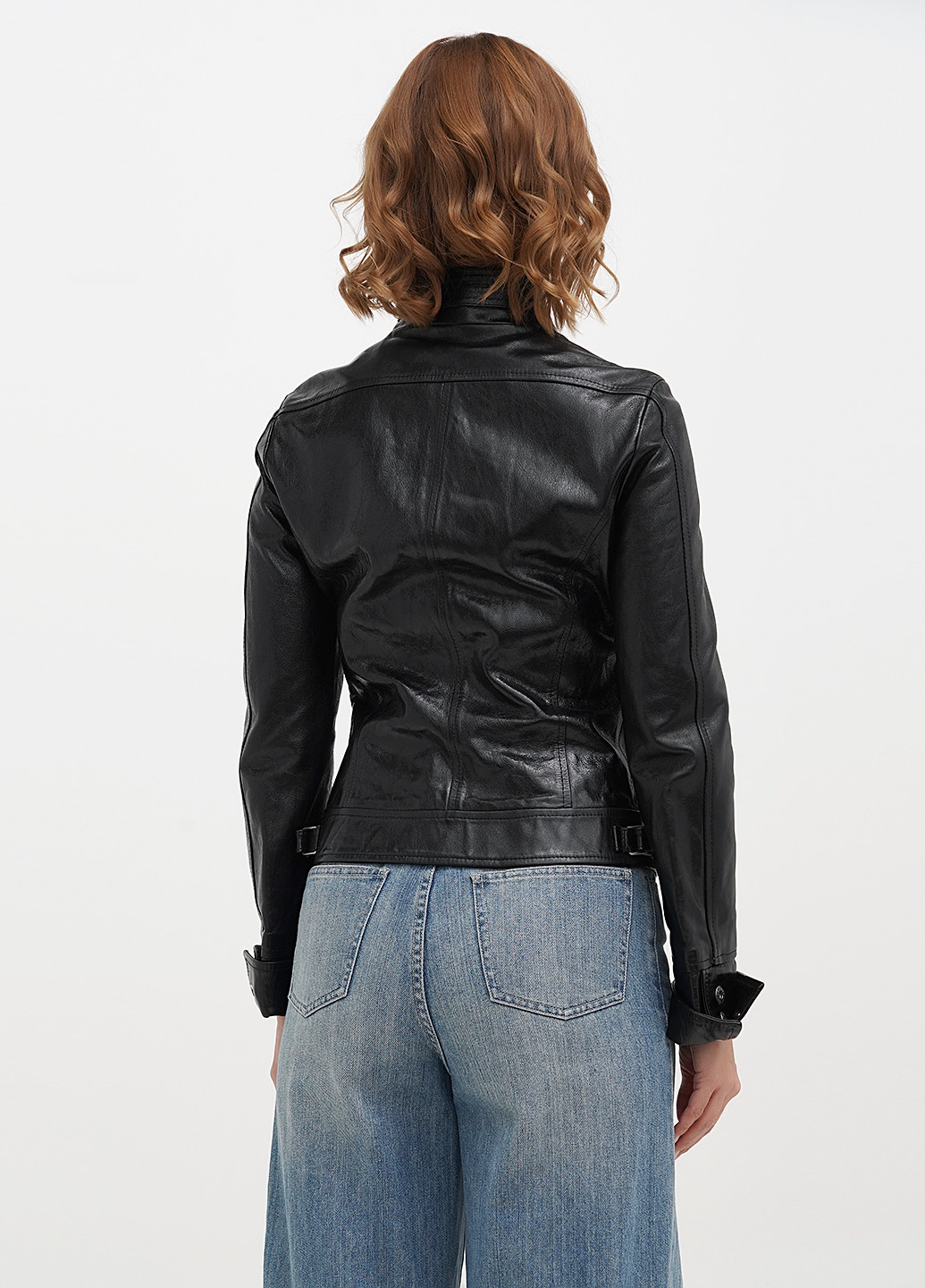 Черная демисезонная куртка кожаная DG