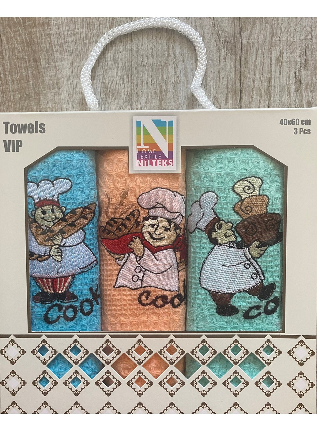 Набор кухонных полотенец 60x40 см, 3 шт. TURComFor комбинированный