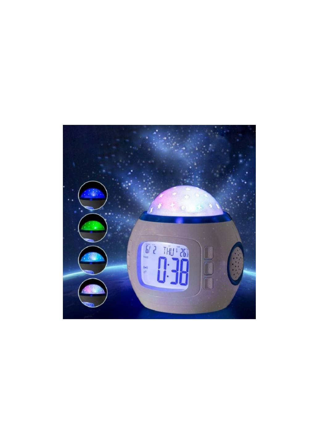 Музичний нічник-проектор зоряне небо 1038 з годинником та будильником. Art (254316056)