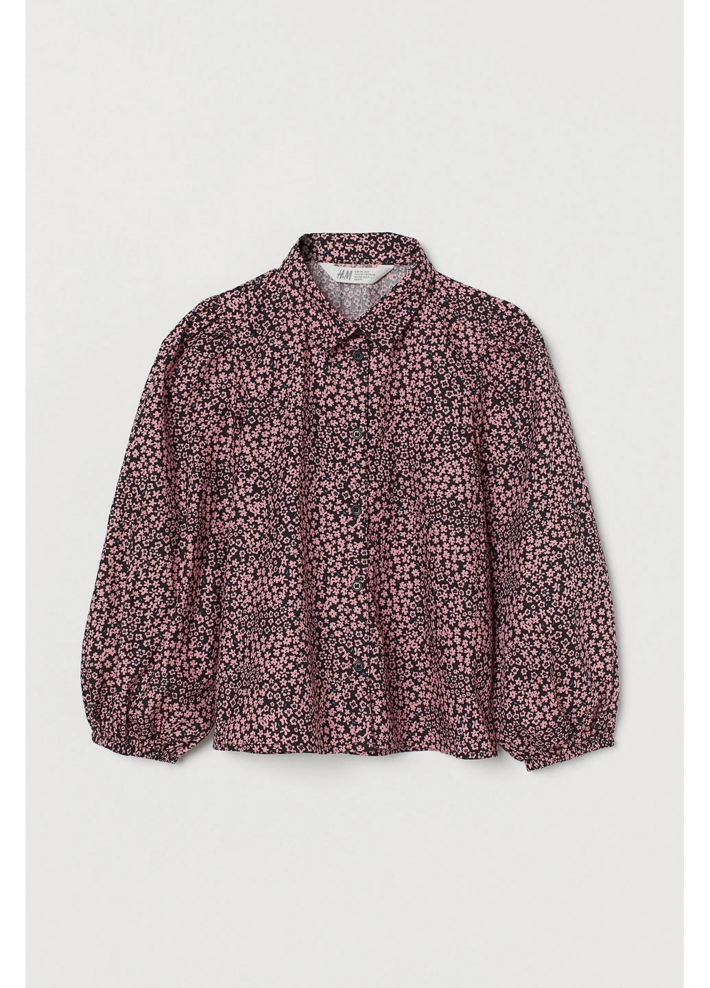 Черная цветочной расцветки блузка H&M летняя