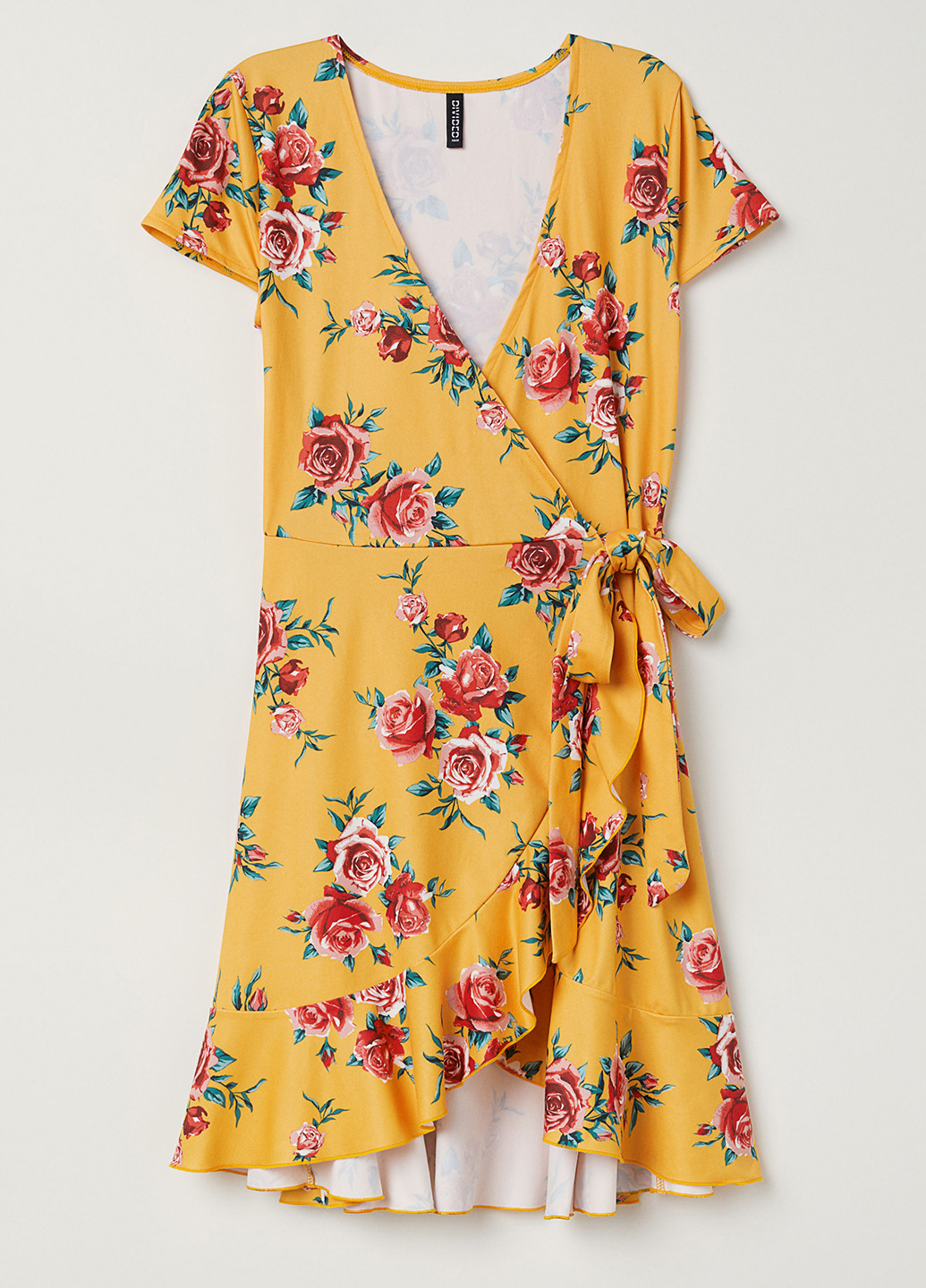 Жовтий кежуал сукня на запах H&M з квітковим принтом