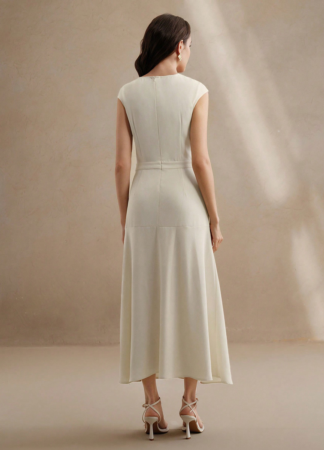 Молочное праздничный платье клеш, а-силуэт SHEIN однотонное