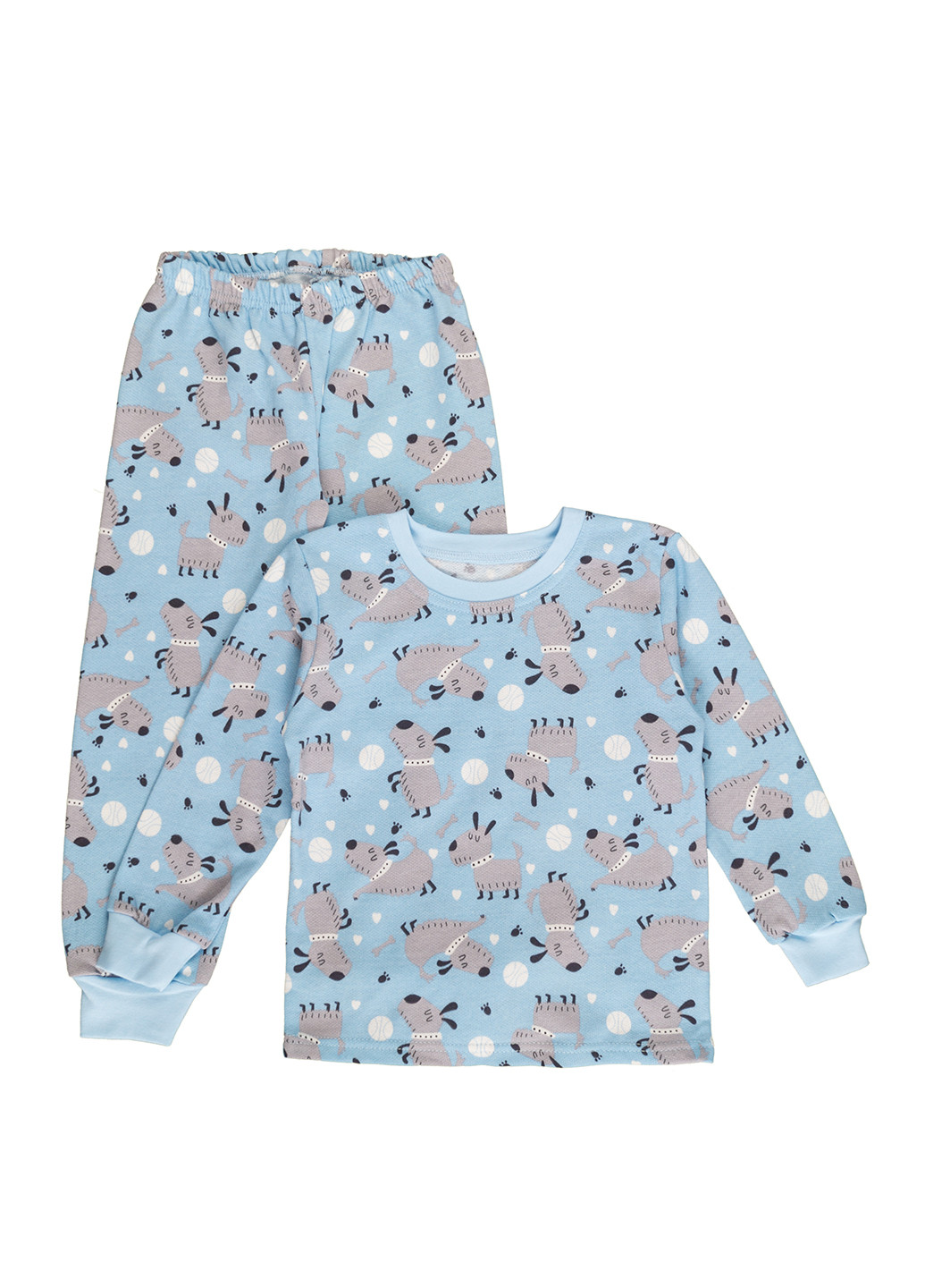 Голубая всесезон пижама для мальчика утепленная кофта + брюки Фламинго Текстиль