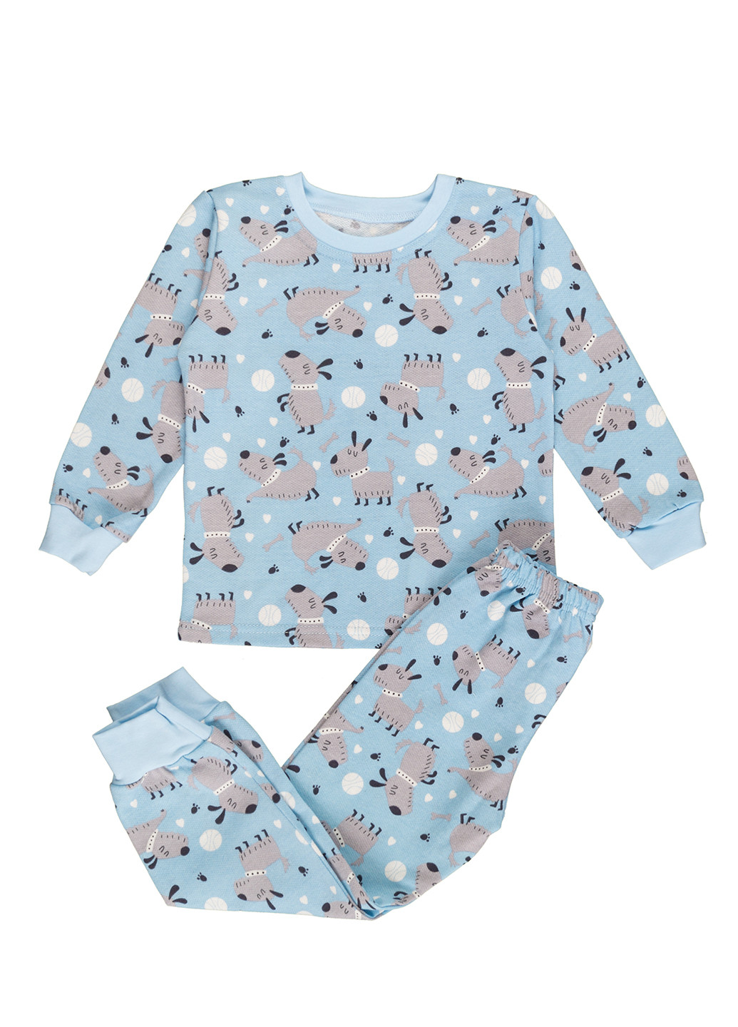 Голубая всесезон пижама для мальчика утепленная кофта + брюки Фламинго Текстиль