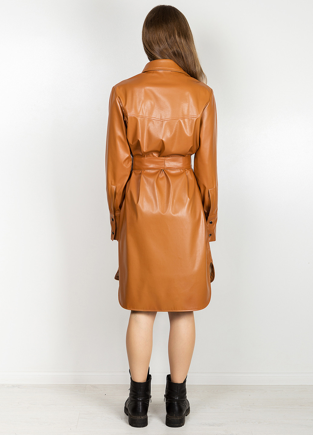 Светло-коричневое кэжуал платье рубашка O`zona milano однотонное