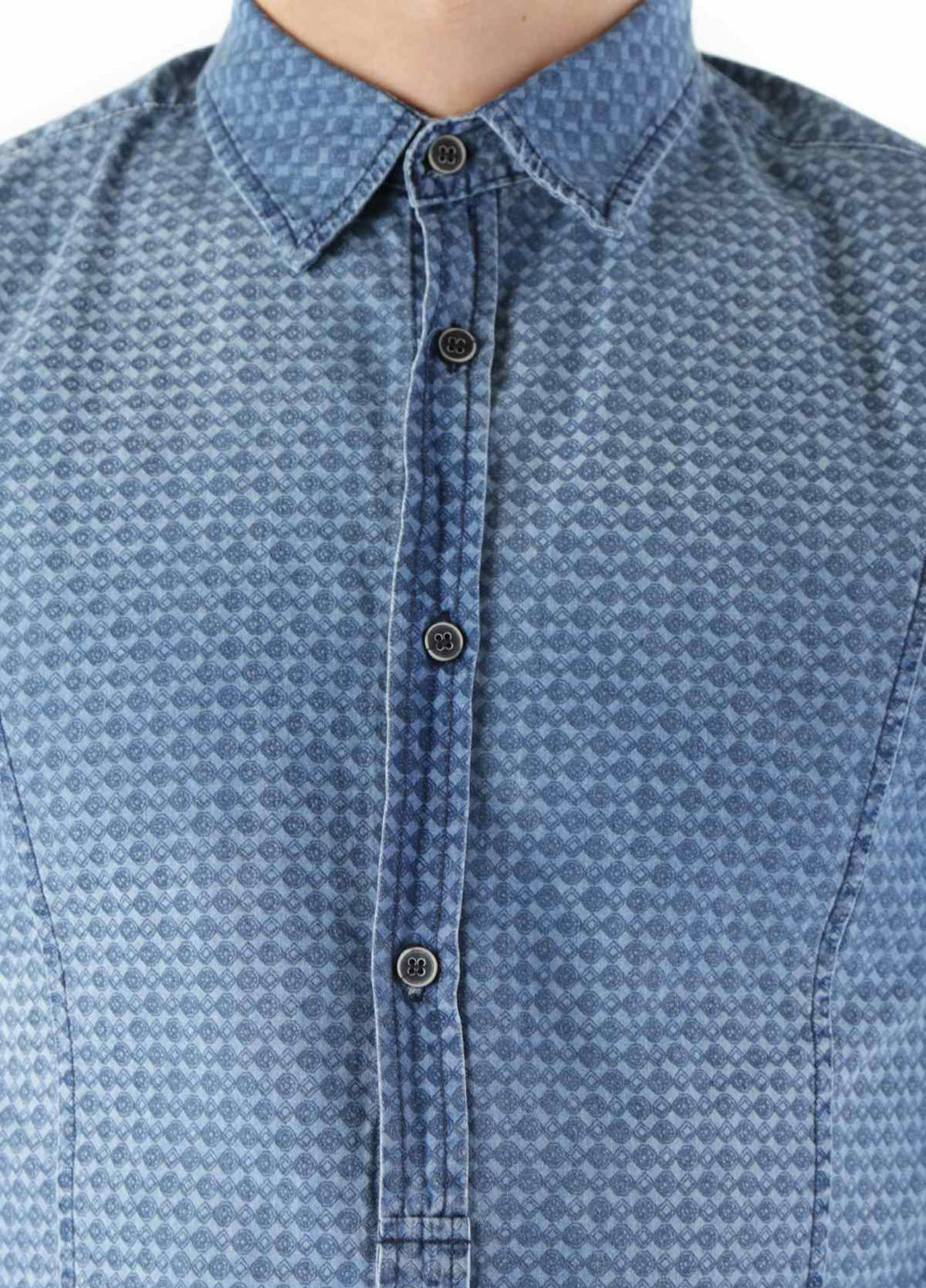 Синяя джинсовая рубашка с орнаментом Made in Italy