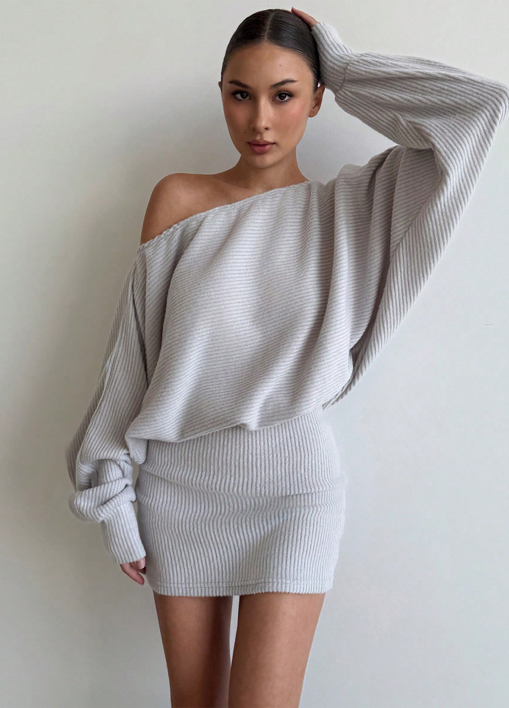 Сіра кежуал сукня на одне плече SHEIN однотонна