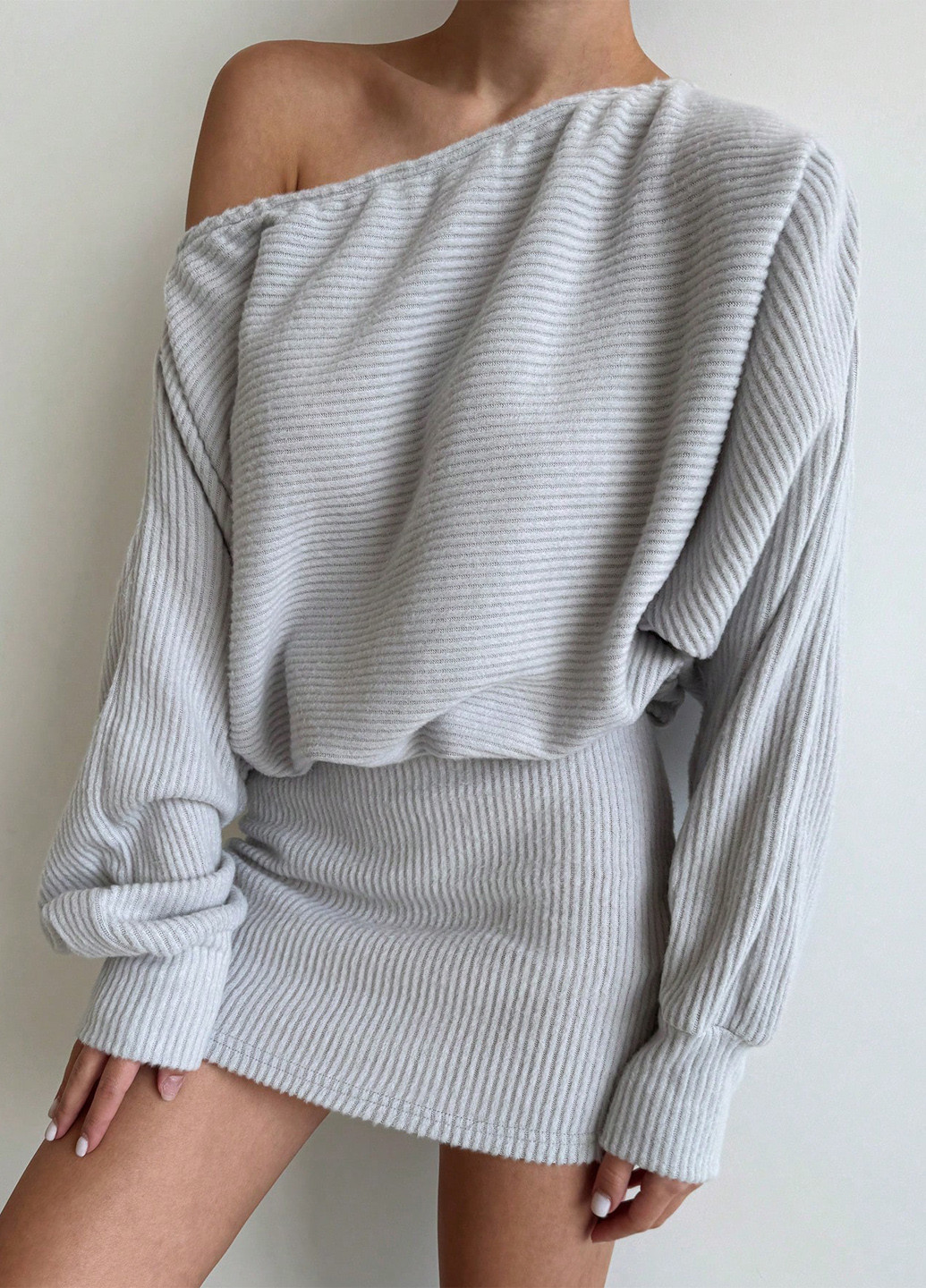 Сіра кежуал сукня на одне плече SHEIN однотонна