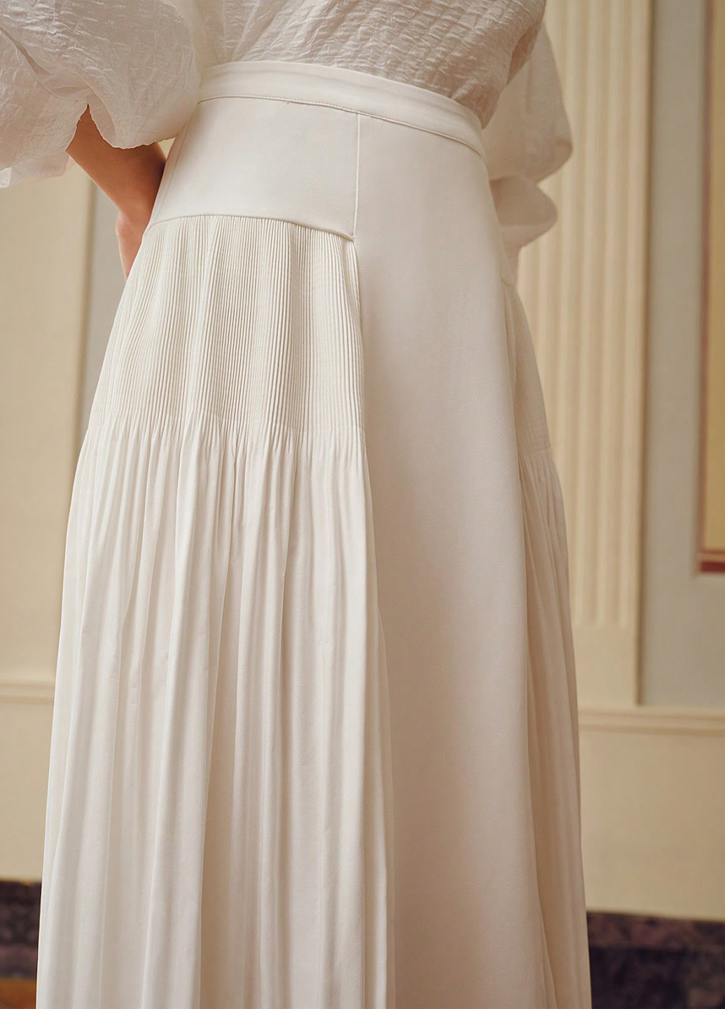 Молочная вечерний, кэжуал однотонная юбка SHEIN плиссе