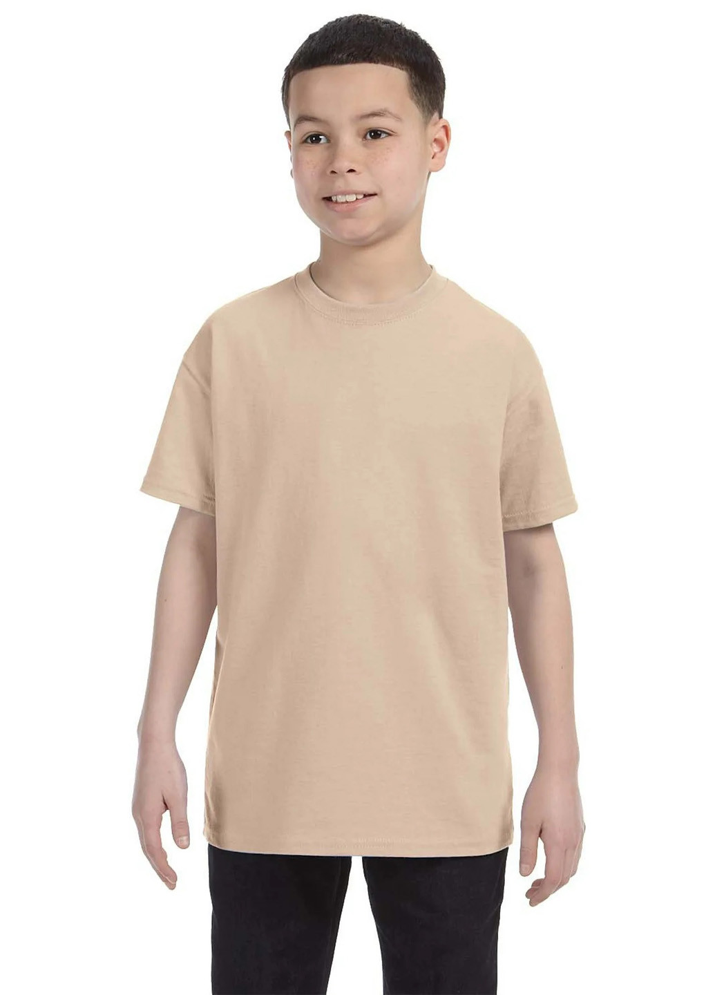 Бежевая летняя футболка Gildan