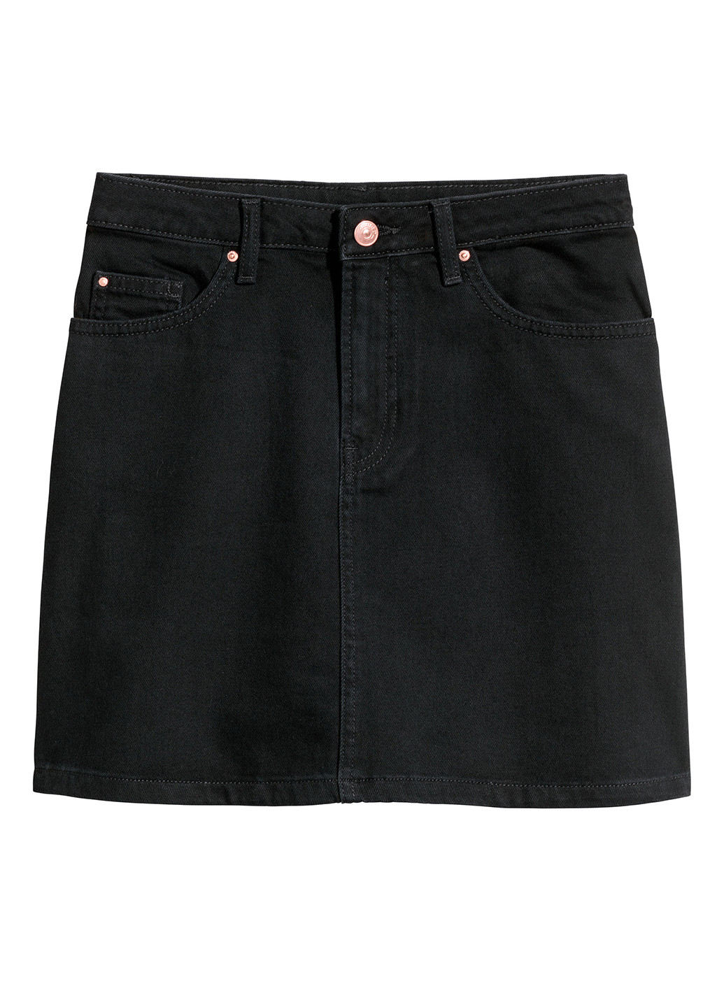 Черная джинсовая однотонная юбка H&M мини