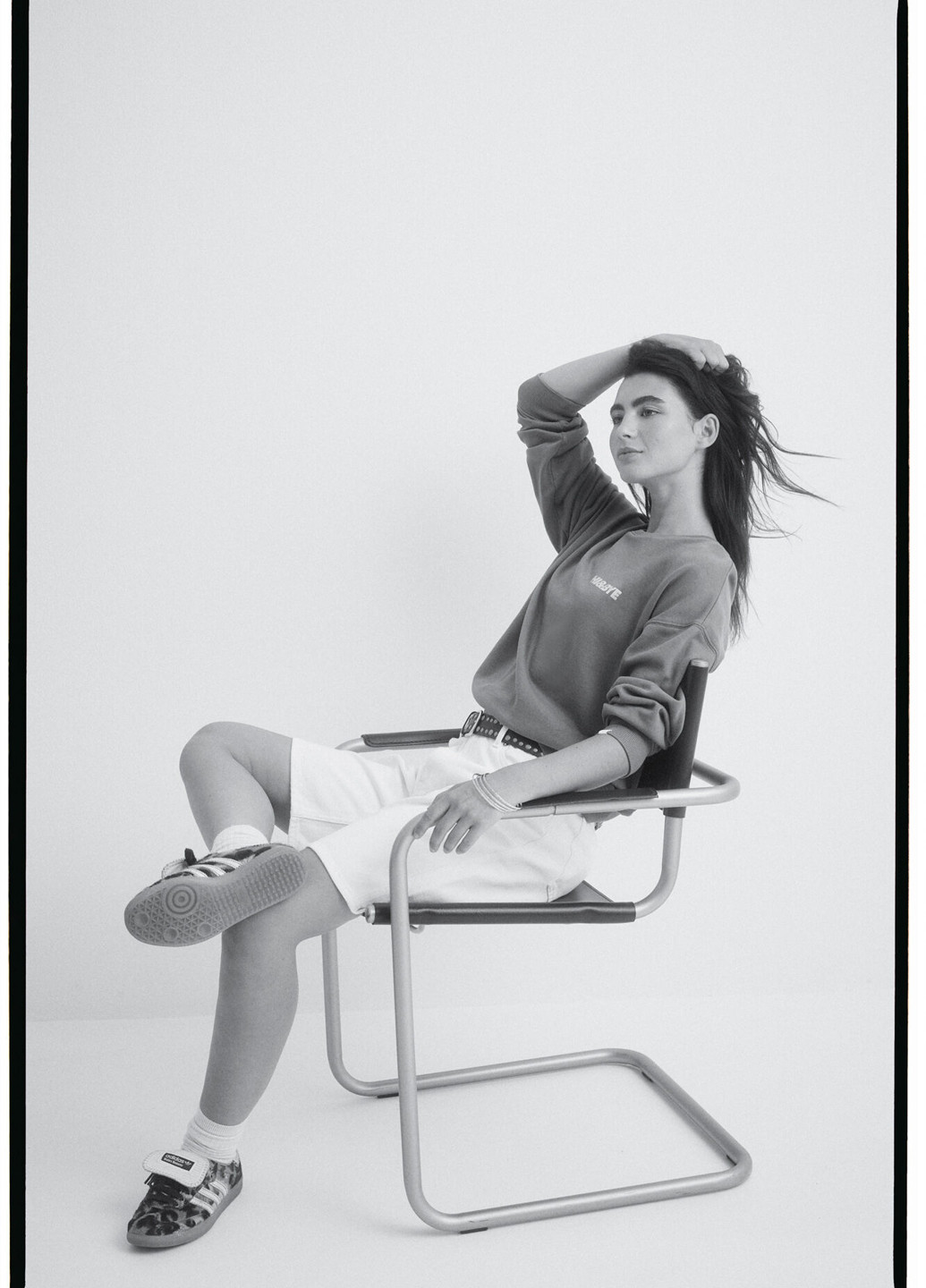 Серо-зеленый свитшот Hi&Bye логотип без декора (314252351)