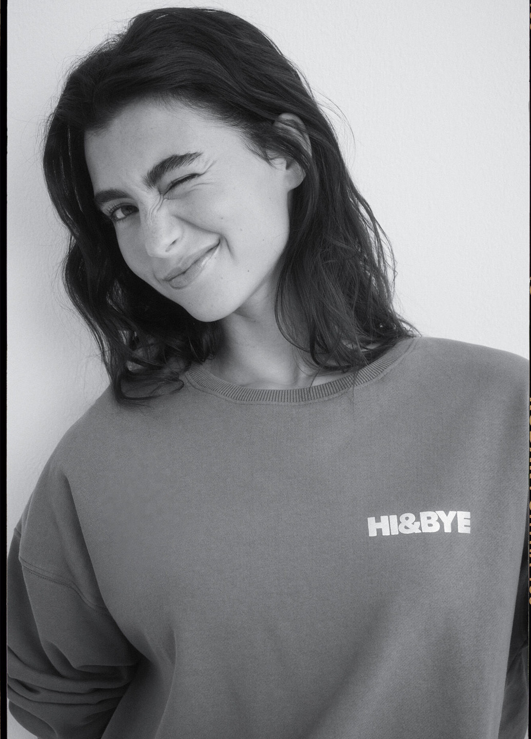 Серо-зеленый свитшот Hi&Bye логотип без декора (314252351)