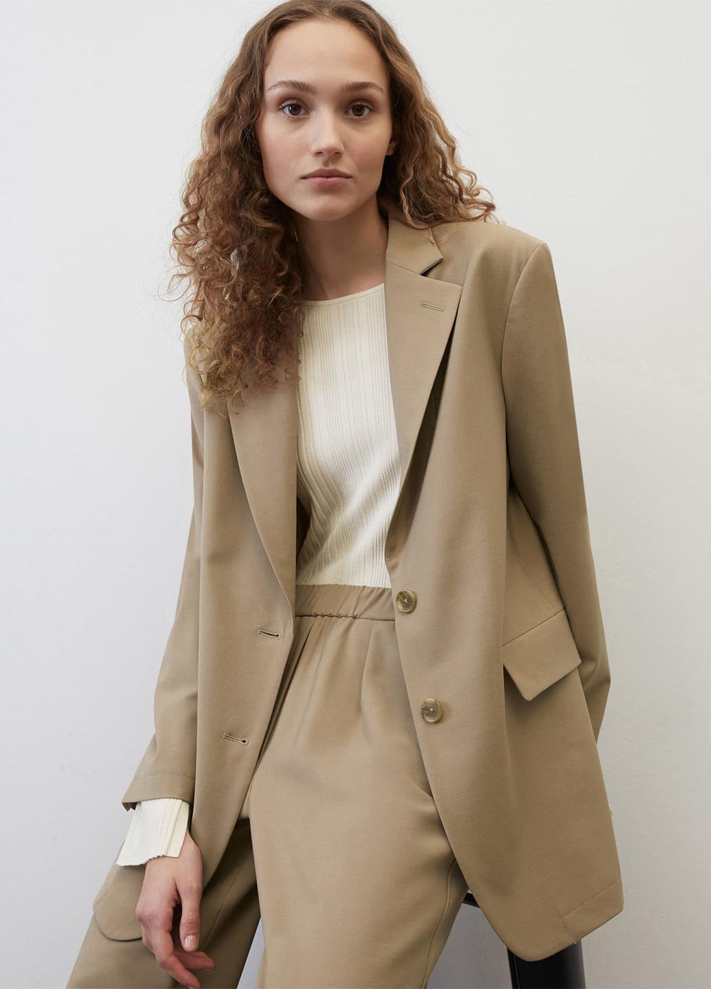 Темно-бежевый женский жакет Marc O'Polo однотонный - демисезонный