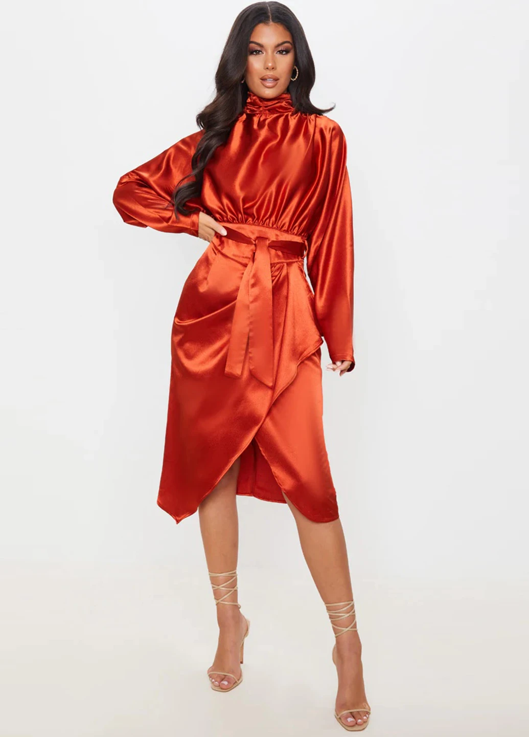 Терракотовое кэжуал платье PrettyLittleThing однотонное