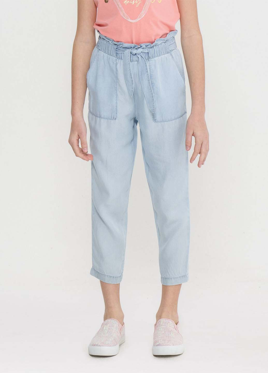 Голубые джинсовые, кэжуал летние укороченные брюки Piazza Italia