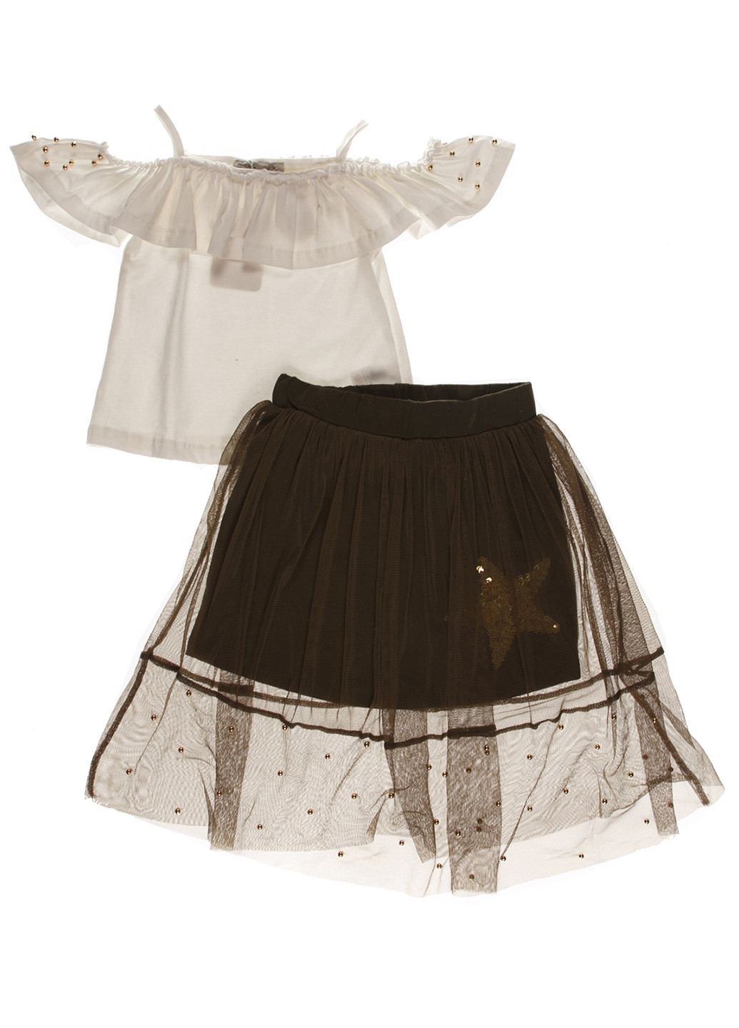 Темно-зеленый летний комплект (топ, юбка) Watch Me