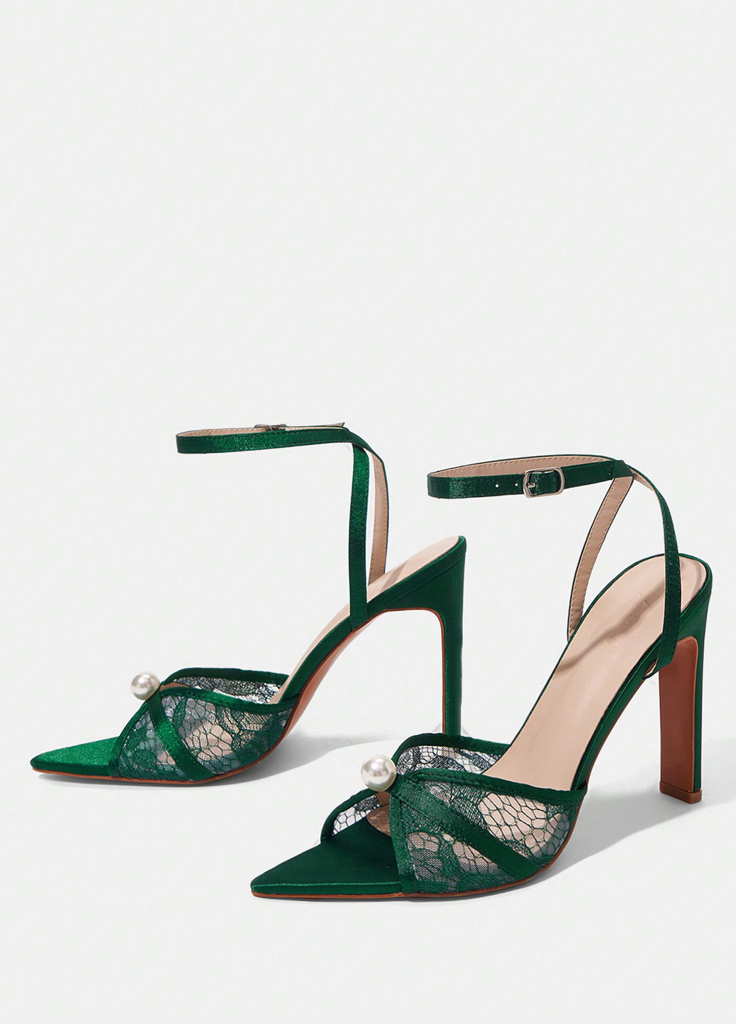 Зеленые босоножки SHEIN с ремешком с бусинами