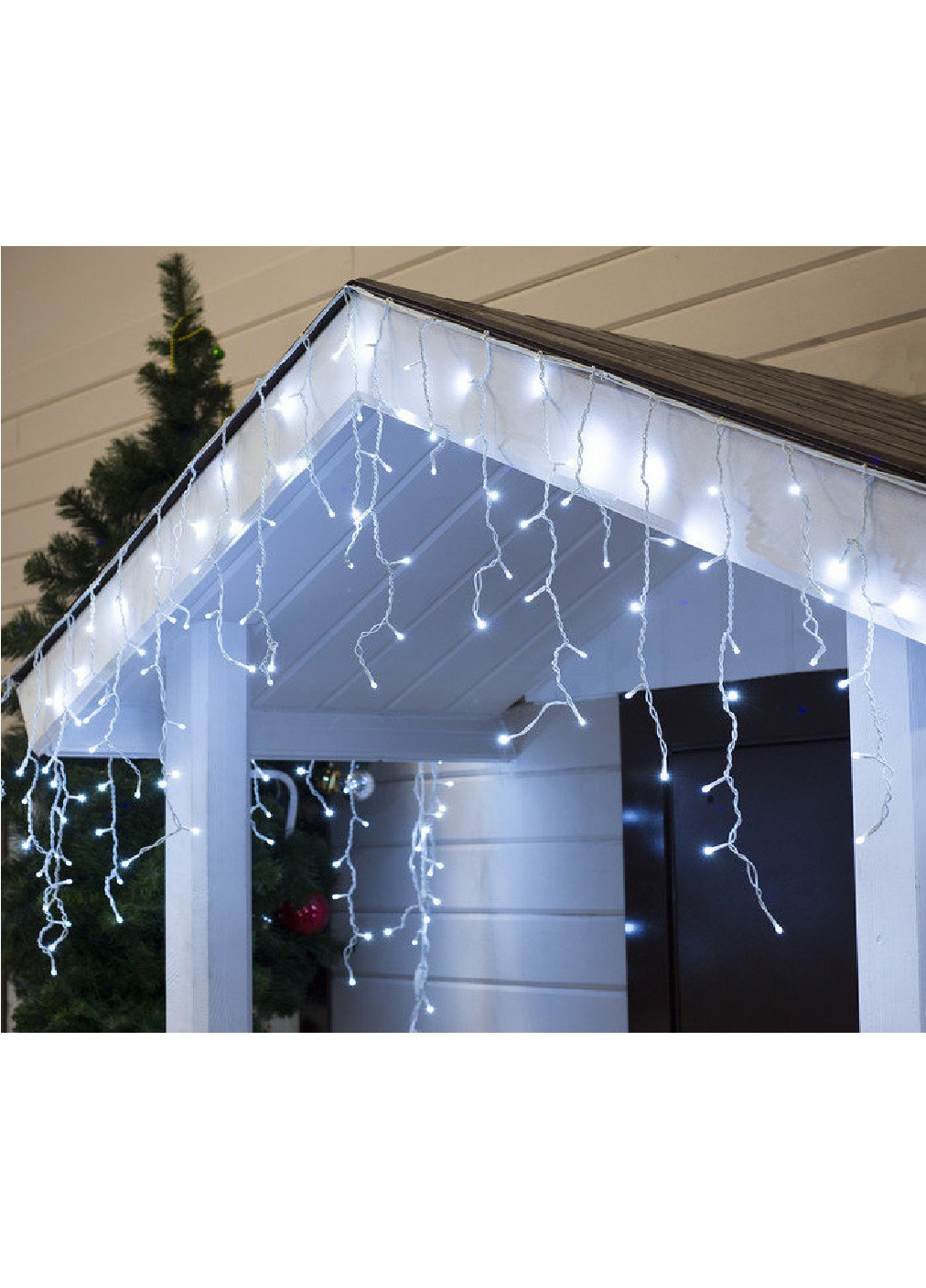 Новогодняя гирлянда бахрома 100 Led белый провод 3 м (472837-Prob) Белая Francesco Marconi (250544589)