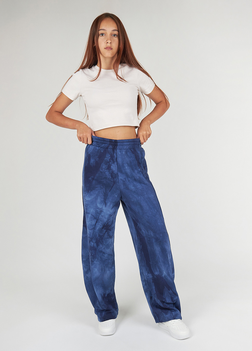 Синие спортивные демисезонные шаровары брюки Garnamama