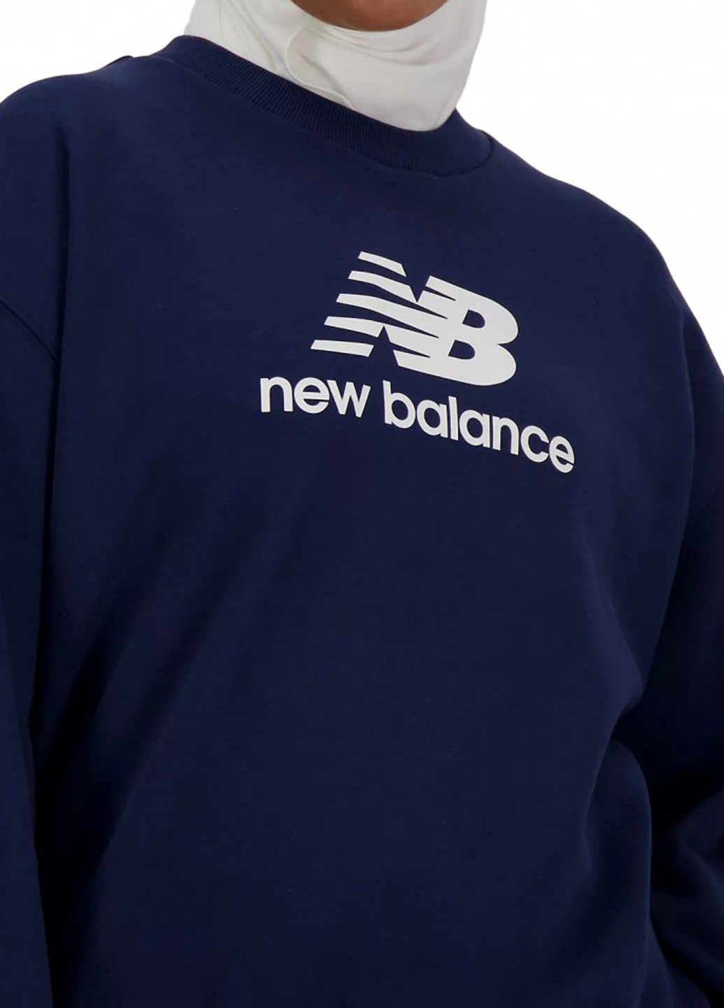 Свитшот New Balance - Прямой крой надпись темно-синий кэжуал, спортивный хлопок - (282961573)