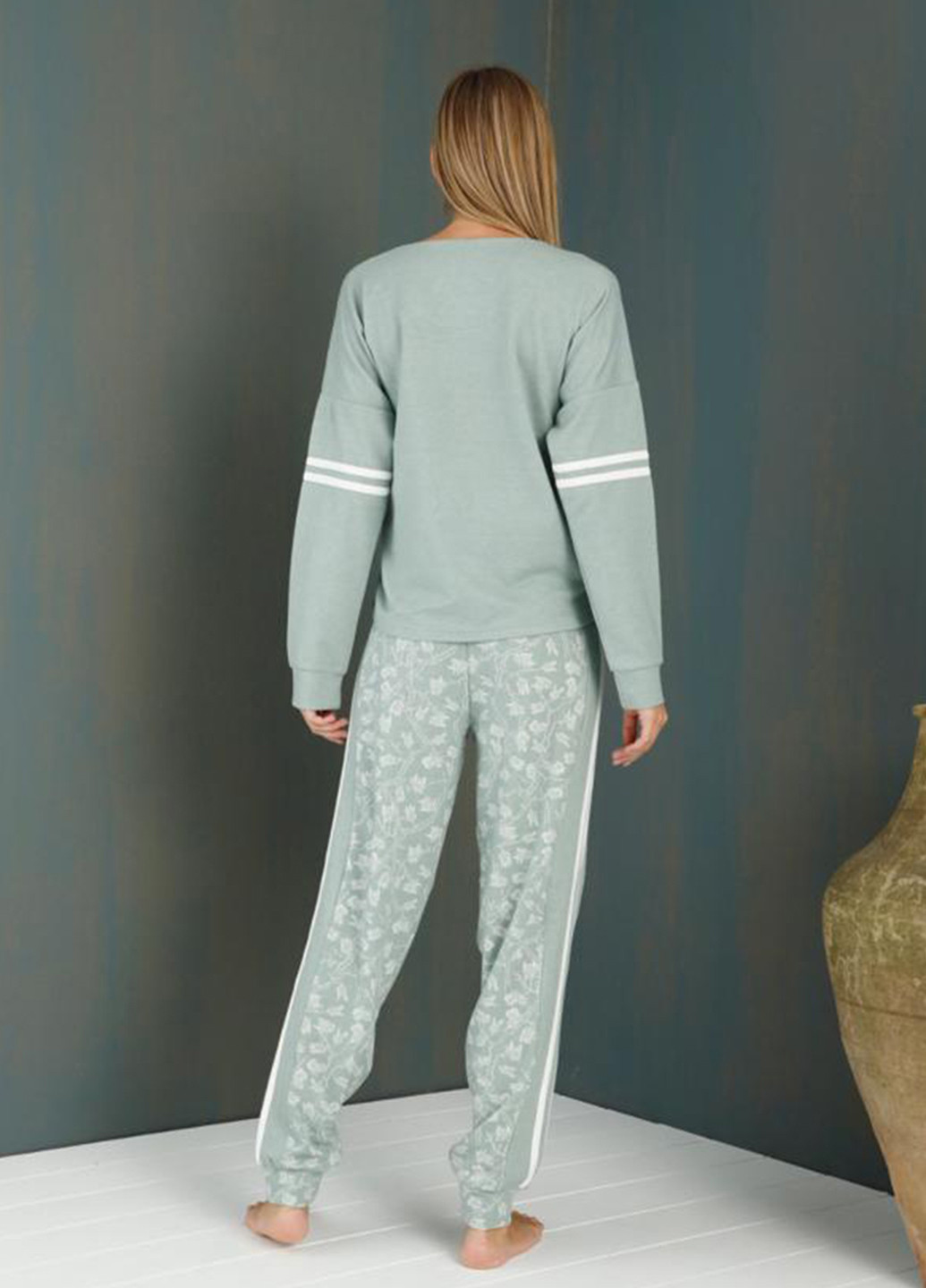 М'ятна всесезон піжама (світшот, брюки) свитшот + брюки ECROU