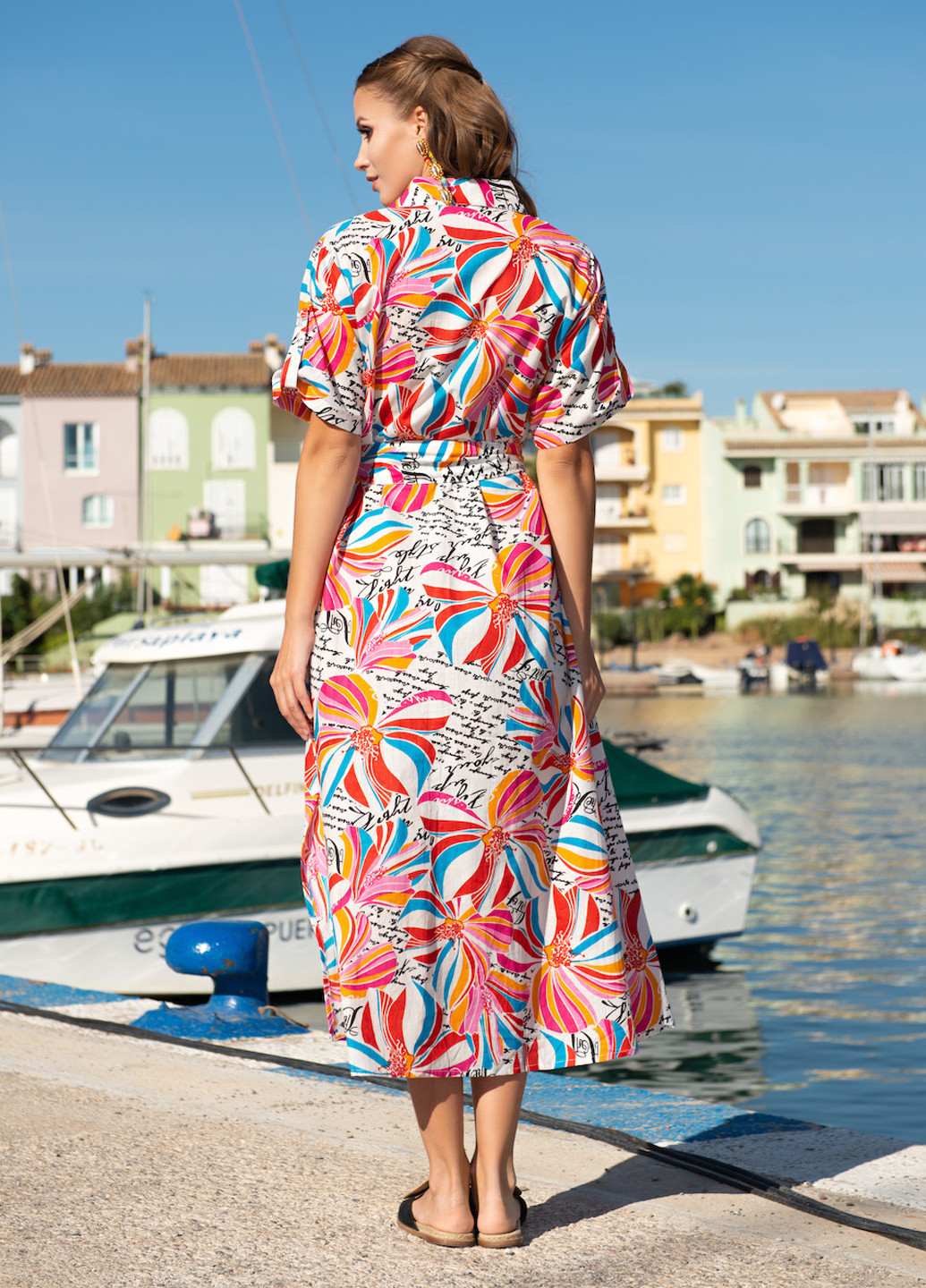 Комбинированное пляжное платье рубашка Indiano с цветочным принтом