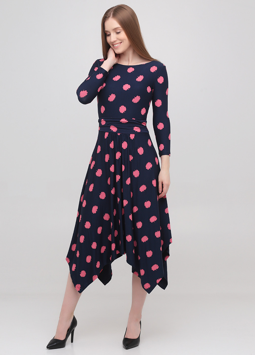 Темно-синее кэжуал платье клеш Boden с рисунком