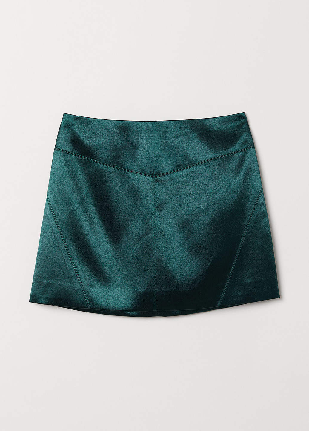 Изумрудная кэжуал однотонная юбка H&M а-силуэта (трапеция)