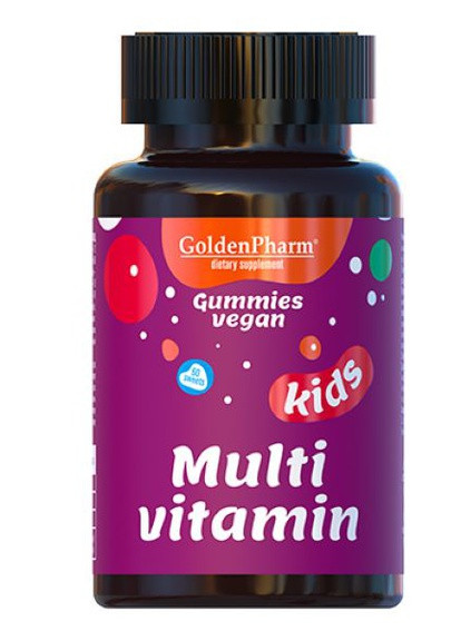 Мультивітаміни для дітей веганський мармелад 60 штук Голден-Фарм (254371932)