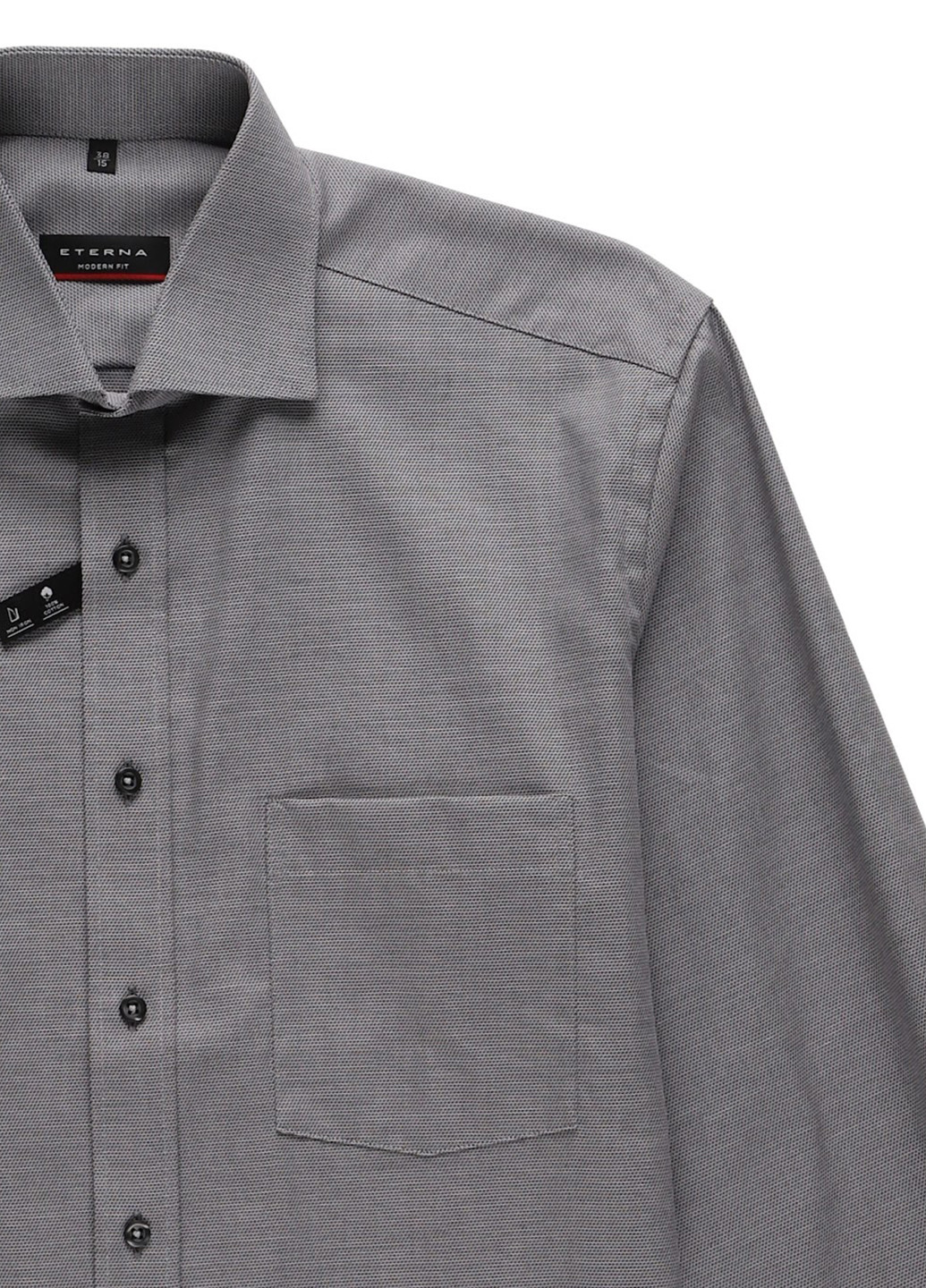 Серая классическая, кэжуал рубашка однотонная Eterna