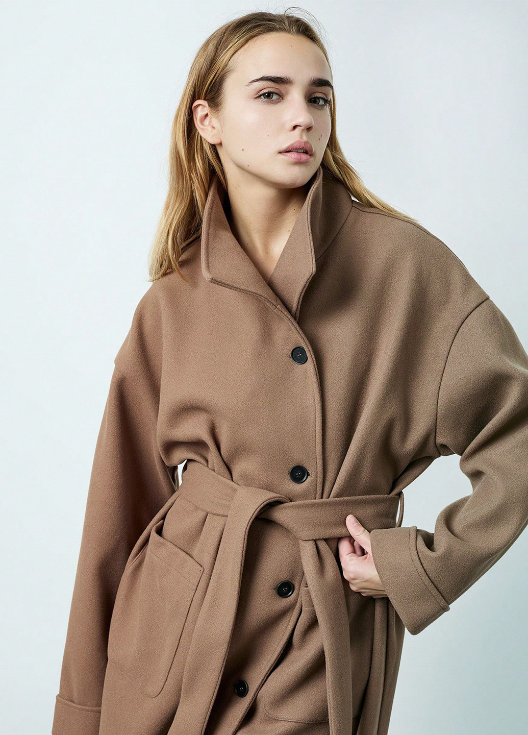 Коричневе демісезонне Пальто однобортне SHEIN