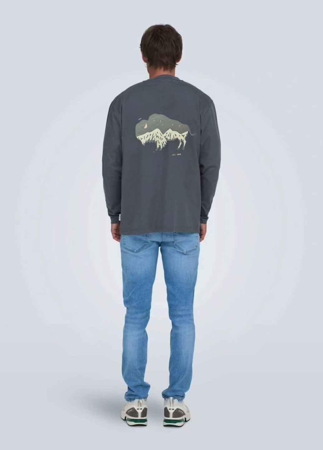 Лонгслів CREMIEUX малюнок темно-сірий кежуали бавовна