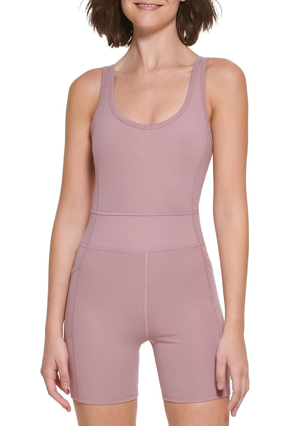 Комбінезон Calvin Klein комбінезон-шорти однотонний рожево-ліловий спортивний поліестер