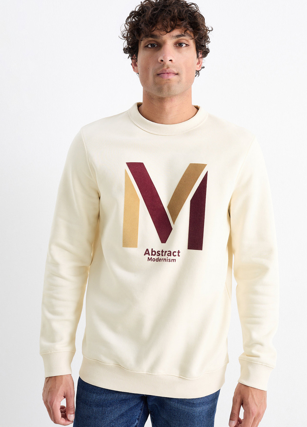 Молочный свитшот C&A надпись без декора (362208050)