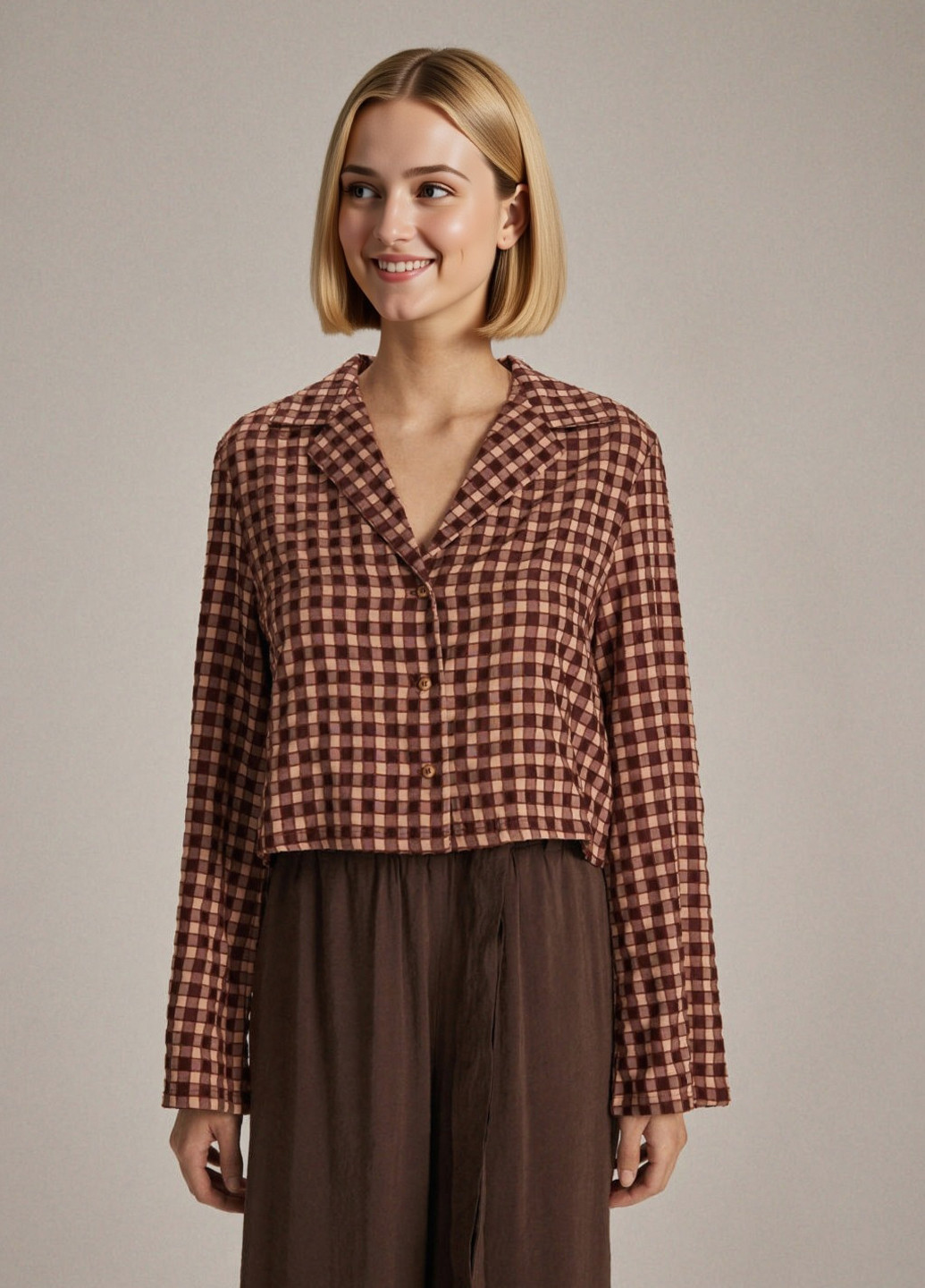 Коричневая кэжуал рубашка в клетку Reserved