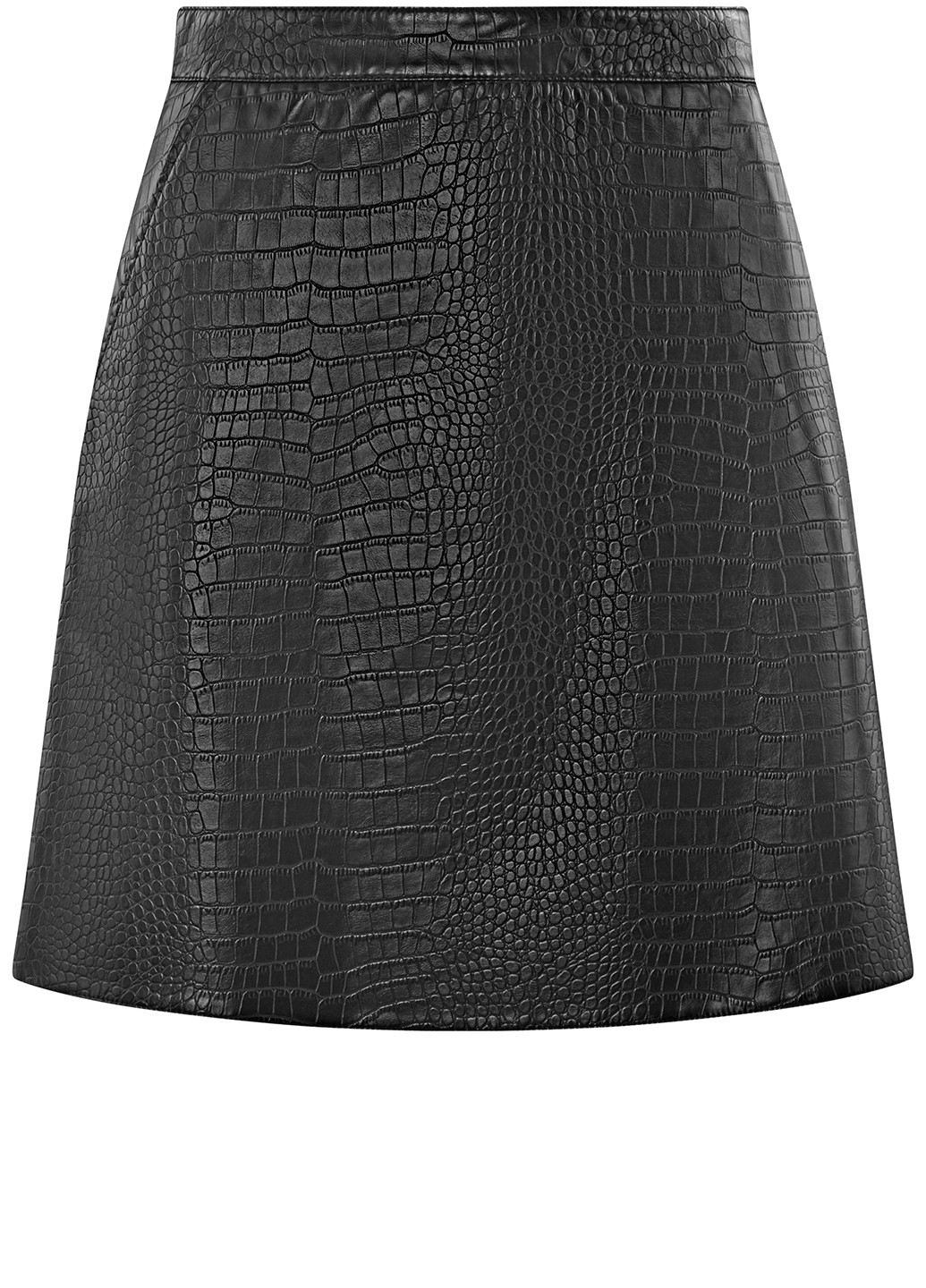 Черная кэжуал однотонная юбка Oodji а-силуэта (трапеция)