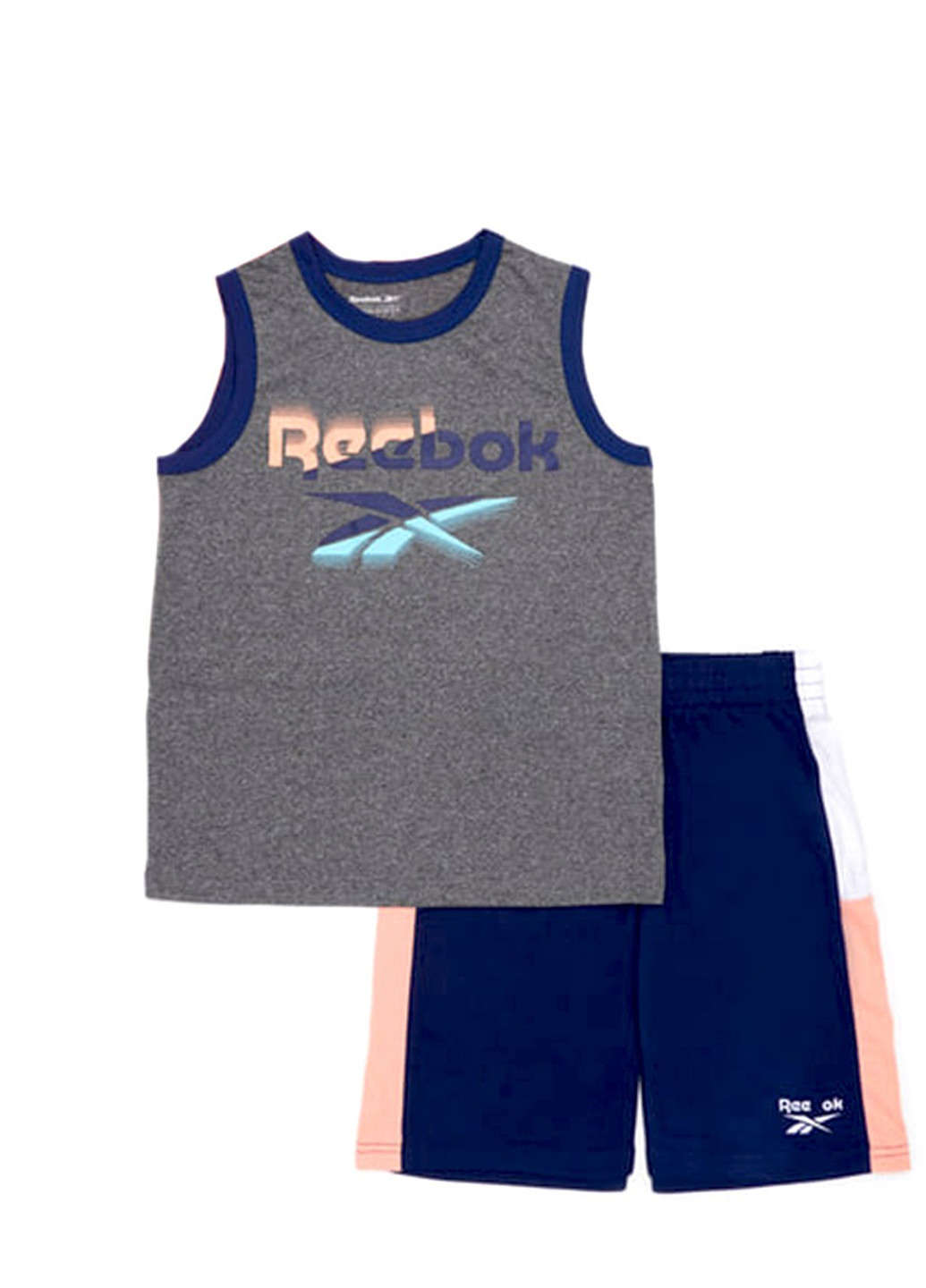 Серо-синий летний комплект (майка, шорты) Reebok